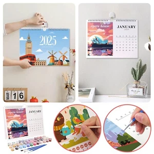 2025 Desk Calendar, Digital Painting Calendar Desk Calendar With Brush Acrylic! - Picture 1 of 9