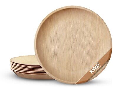 FOOGO Green 10 (25cm)Disposable Large Palm Leaf Plates Wooden Ecofriendly Party  • 6.99£