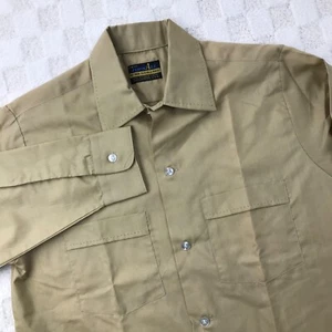 True Vintage 60s Tops All Loop Collar Shirt Men Small Button Up Brown Woolworths - Picture 1 of 11