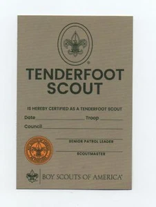 Tarjeta de rango Tenderfoot (nueva emitida 2019), negra sobre culata de tarjetas bronceado oscuro, ¡como nueva! - Imagen 1 de 2