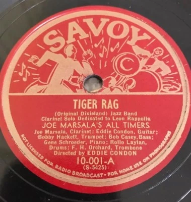 78 Joe Marsala’s All Timers “Clarinet Marmalade/Tiger Rag” SAVOY 10-001 Jazz E Foto 1 de 4