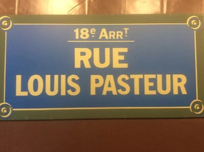 Letrero de calle francés vintage Rue Louis Pasteur recuerdos científicos ciencia Foto 1 de 3
