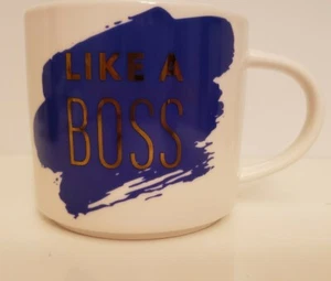 NUEVO ~ Taza de té de café blanca y azul "Like A Boss" Trabajo oficina en casa - Imagen 1 de 3