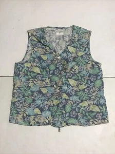 Susan Bristol Vest Blouse Size S Blue Floral Sleeveless 2526 - Picture 1 of 9