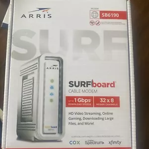 Cable Modem ARRIS SURFboard SB6190 DOCSIS 3.0 32 x 8 Gigabit With Cat5 Cable - Picture 1 of 10