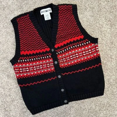 Chaleco Suéter Ciervo Blanco De Colección Mujer Talla Grande Botón Abuela Casa de Campo Foto 1 de 4