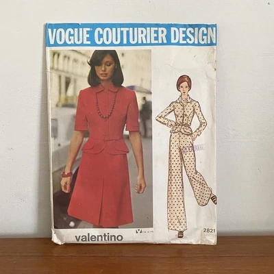 Vintage 70s VOGUE Couturier VALENTINO #2821 Jacket SKIRT Pants SEWING Pattern 10 - Image 1 of 4