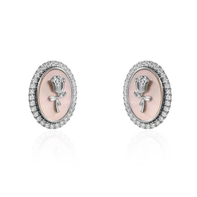 Premium MOP 925 Silver Earring Tops 5A Rhodium with toughest Zirconian Xmas Tops Foto 1 de 4