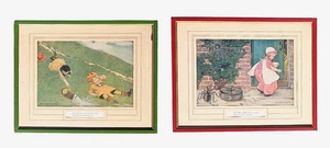 VNTG OLD MOTHER GOOSE 2 NURSERY RHYME ILLUSTRATIONS JESSIE WILCOX  SMITH FRMD - Bild 1 von 6