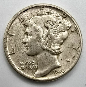 1944 S Mercury Dime AU/BU You Grade It! 90% Silver Type Coin Free ship! - Picture 1 of 4