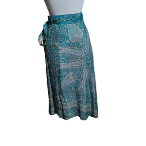Falda midi vintage Y2K Iris Impressions en capas cachemira envolvente azul boho para mujer L - Imagen 1 de 6