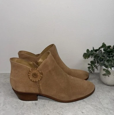 Jack Rogers Peyton Whipstitch Ankle Boots Chestnut Chelsea Stacked Heel Size 9.5 - Image 1 of 4