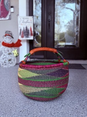 "Cesta de mercado africana Bolga muy grande 17"" de 12"" de alto" Foto 1 de 3