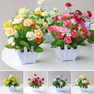 Fiori Artificiali in Vaso per Arredamento Casa - Set Piante di Rosa Finta Casa Soggiorno - Foto 1 di 10