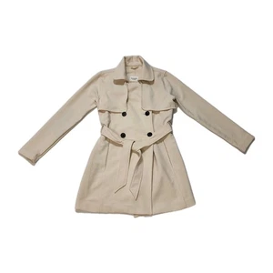 Abercrombie & Fitch Women Jacket Small Beige Drapey Trench Coat Double Breasted - Picture 1 of 16