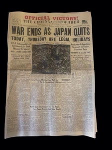 WWII Ends Japan Surrender 1945 USS Indianapolis Sunk - Cincinnati Inquirer - Bild 1 von 3