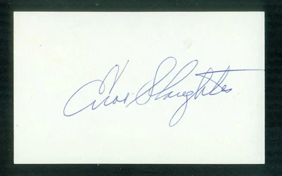 312, Enos Slaughter HOF, Original Signed/Autograph, Index Card, Yankees, 1954-59 - Image 1 of 4