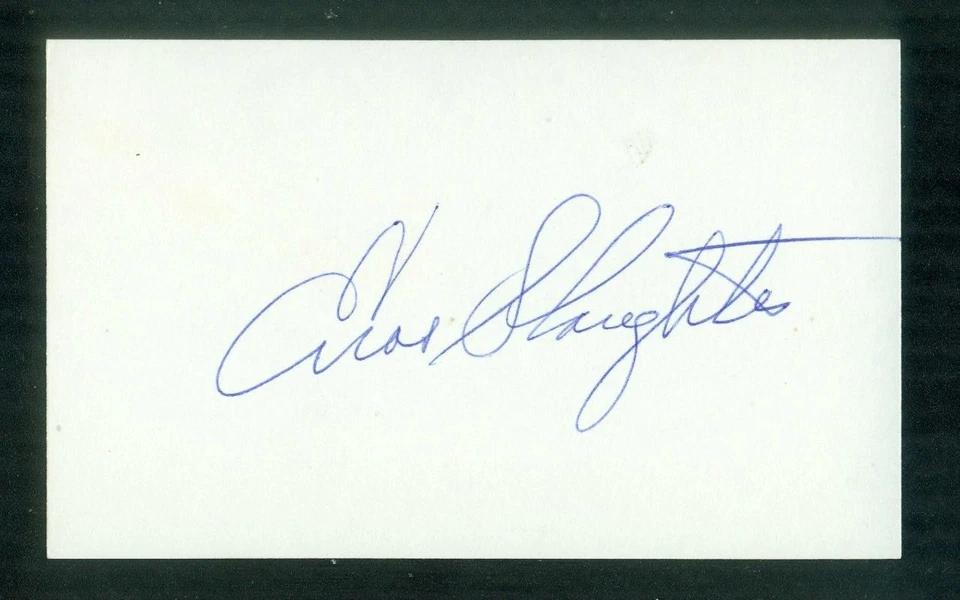 312, Enos Slaughter HOF, Original Signed/Autograph, Index Card, Yankees, 1954-59 - Image 1 of 4