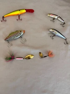 Lot of 6 Fishing Lure, Rapala, Rat L Trap, Rooster Tail - Picture 1 of 8