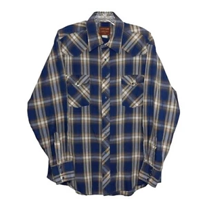 Camisa Rustler Para Hombre 17-34/35 Colas X Largas Perla A Presión Manga Corta Cuadros Occidental - Imagen 1 de 14