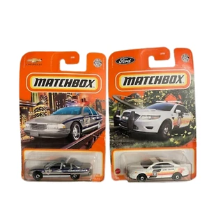 MATCHBOOK CARS - Ford Police Interceptor & Chevy Caprice Classic Police (2 cars) - Picture 1 of 6