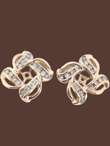 ESTATE ORO GIALLO MASSICCIO 14K 32 DIAMANTI NATURALI BORCHIE PIÙ GRANDI ORECCHINI GIACCHE #7870 - Foto 1 di 4