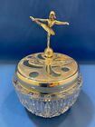 REUGE German Music Trinket Box with BALLERINA Silver Plated Crystal Glass Jar