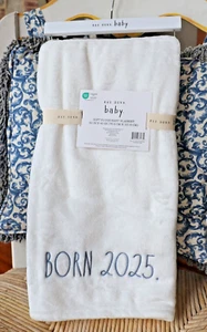 NEW White Soft Plush RAE DUNN Baby Boy Girl Blanket BORN 2025 ~Nice Shower Gift! - Picture 1 of 5