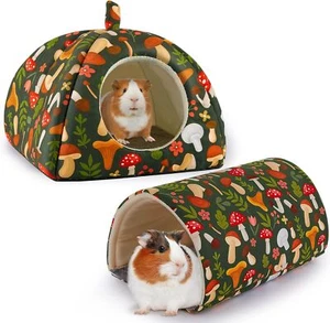 Guinea Pig Hideout, Bienbee Rabbit Bed with Tunnel, Black Mushroom  - Picture 1 of 7