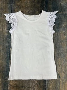 Little Fashionista Niñas Talla 4 Blanco Encaje Flutter Camiseta! - Imagen 1 de 6