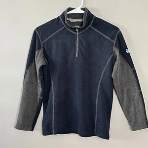 KUHL Kashmira 1/4 Zip Pullover Sweater Boys M (10-12) Blue/Gray Fleece Outerwear - Picture 1 of 10