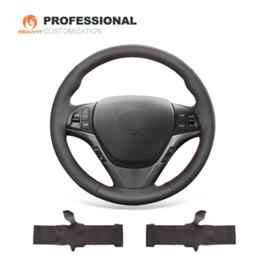 MEWANT Schwarze Echtes Leder Auto Lenkrad Abdeckung für Hyundai Genesis Coupe - Bild 1 von 10