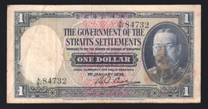 Straits Settlements P-16 b. 1935 1 Dollar.. George V Portrait.. VF - Crisp - Imagen 1 de 2