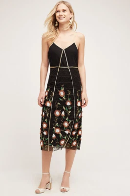 NEW Anthropologie Let Me Be Isolde Sheath Beaded and Embellished Black Dress 4P - Image 1 of 4
