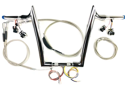 14 x 1.5 MeatHook Ape Hanger Handlebar Kit with Switches 96-06 Harley Heritage Foto 1 de 2
