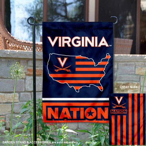 University of Virginia USA Stars and Stripes Nation Garden Flag and Yard Banner Cover