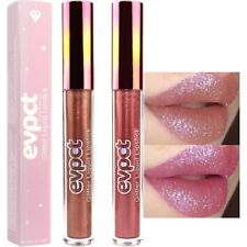 evpct 2Pcs Nude Gold & Plum Red Matte to Glitter Liquid Lipstick Long Lasting Li