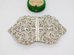 Sterling Silver Floral Dragon Pattern Nurses Buckle Vintage 1972 Birmingham - Picture 1 of 5