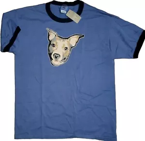 Gr. L Vintage Y2K Neu Urban Outfitters Hund Herren Ringer T-Shirt Overdyed Jerzees - Bild 1 von 4
