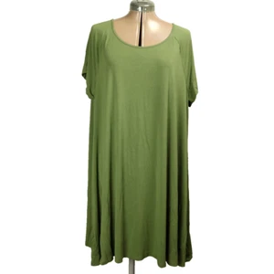 Old Navy Knee Length A-Line Tee Shirt Dress Short Raglan Sleeve Olive Green 2XL - Picture 1 of 22