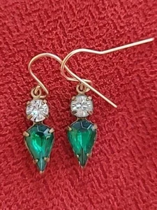 Lab Created Pear Green Emerald Drop & Dangle Earrings 14K Gold Filled - Picture 1 of 4