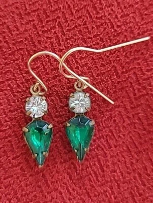 Lab Created Pear Green Emerald Drop & Dangle Earrings 14K Gold Filled  - Image 1 of 4