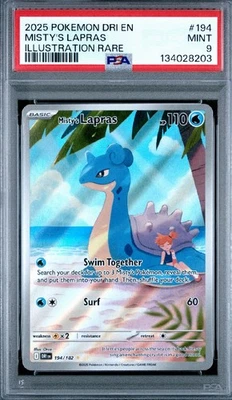 2025 Pokemon Dri En-Destined Rivals #194 Misty's Lapras Illustration Rare PSA 9 - Image 1 of 2