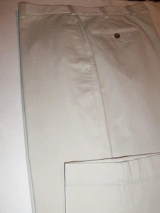 218- MINT Brooks Brothers - Clark SOFT COTTON BEIGE Flat PANTS - 36 X 32 - Picture 1 of 3