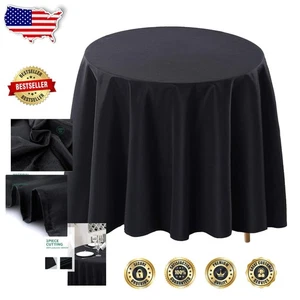 Cubierta de mesa redonda negra duradera - 120 pulgadas, perfecta para celebraciones y más - Imagen 1 de 9