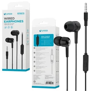 UNICO CUFFIE AURICOLARI IN-EAR CON MICROFONO BASSI PROFONDI E POTENTI FILO NERO - Foto 1 di 5