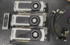 THREE Alienware Nvidia GeForce GTX 980 3way SLI video cards with bridge - TESTED - Picture 1 of 16