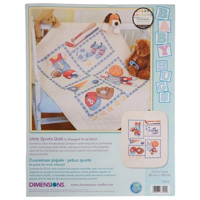 Dimensions Stamped Cross Stitch Kit: Quilt: Little Sports - Image 1 of 2