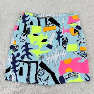 Jamie Sadock Golf Skort Women 8 Blue Abstract Print Athletic Skirt Shorts Lined - Picture 1 of 10