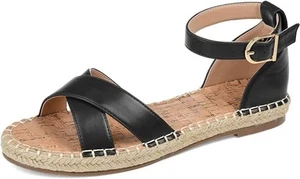 Journee Collection Damen Espadrille Riemchen Lyddia Knöchel Sandale, schwarz Größe 7W - Bild 1 von 4
